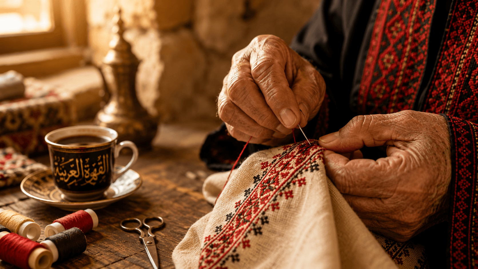 Palestinian artisan hands at work