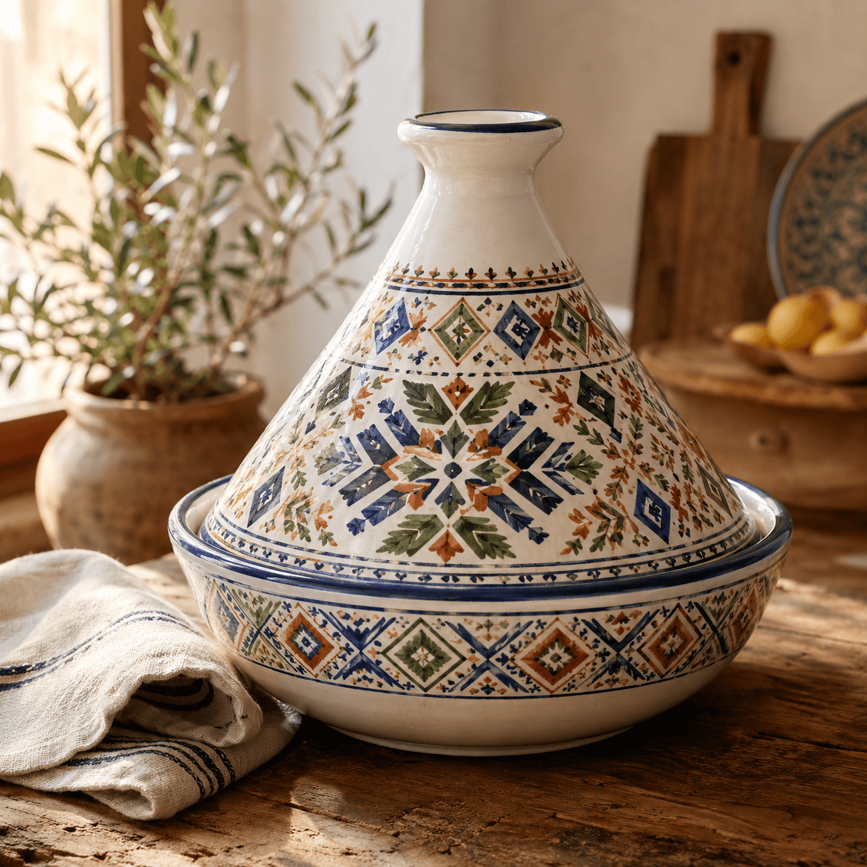 طاجن سيراميك مرسوم يدويًا
